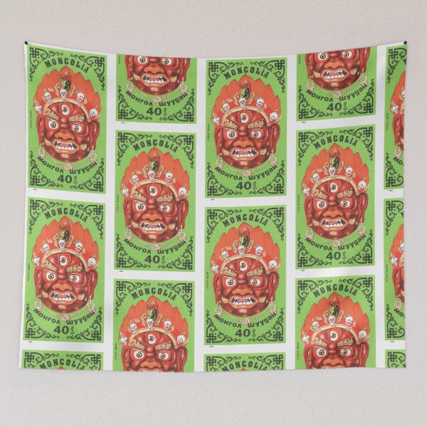 Item preview, 1984 Mongolia God Ulan Yadam Mask Postage Stamp designed and sold by retrographics.