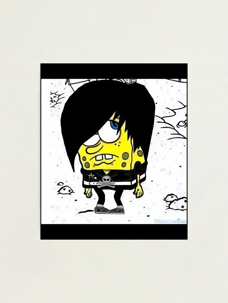 SpongeBob, black, cartoons, emo, goth, punk, sad, spongebob