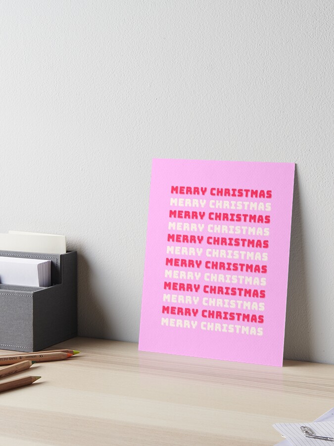 Retro Merry Christmas Pink Holiday Decor Preppy | Art Board Print