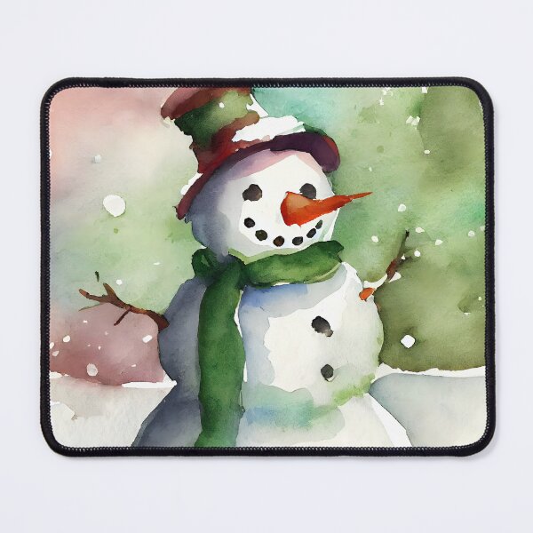 Item preview, Christmas Watercolor Snowman Wearing a Hat In the Snow designed and sold by CGSGraphics.