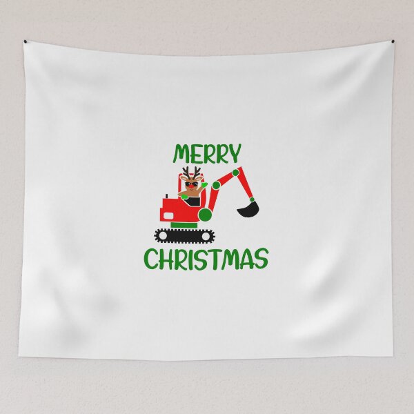 Item preview, Merry Christmas Digger Construction Worker designed and sold by OrnamentallyYou.