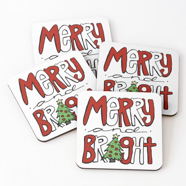 Item preview, Merry and Bright Christmas Drawing Bubble Letters designed and sold by kmstudio.