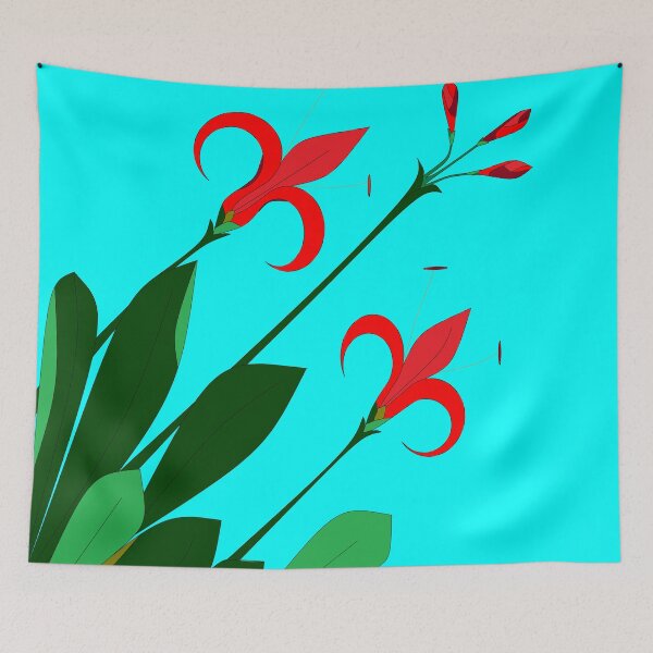 Item preview, A Garden of Big Red Flowers with Buds with Blue designed and sold by judy snyder.