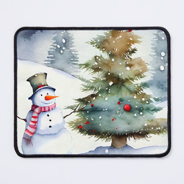 Item preview, Christmas Watercolor Snowman and Christmas Tree in the Snow designed and sold by CGSGraphics.