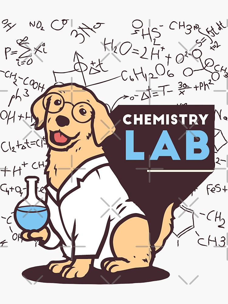 "Chemistry Lab Golden Labrador Retriever Loves Chemistry " Sticker for