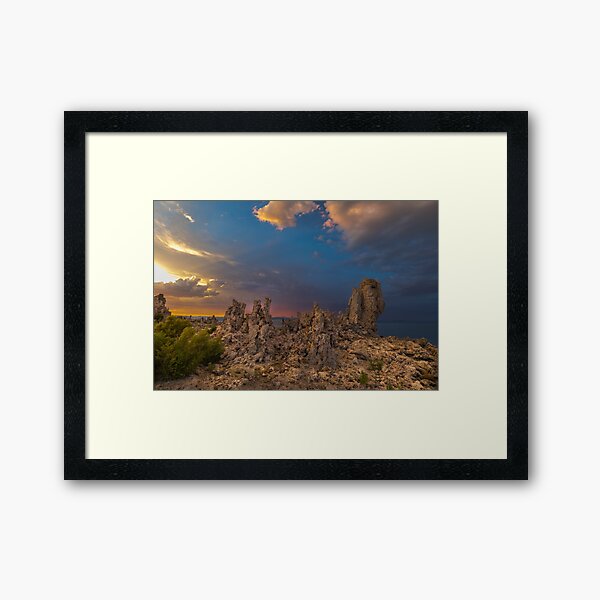 Mono Lake Stormy Sunset Framed Art Print