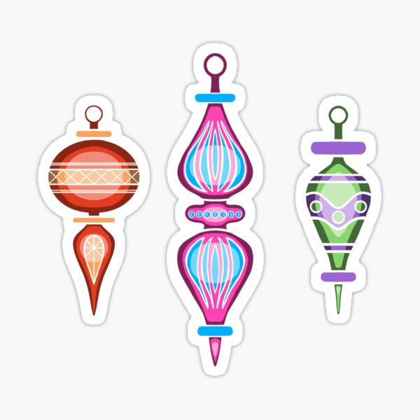 Colorful Vintage Christmas Ornaments Sticker
