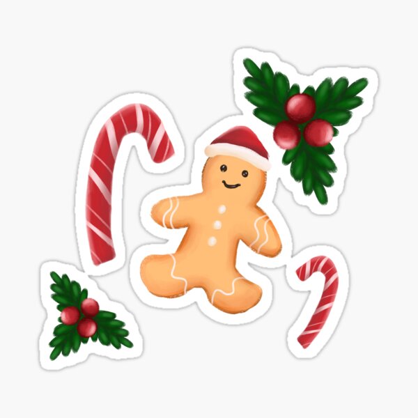 Christmas Pattern - Gingerbread and Candy Canes Sticker for Sale by  Ashley Van Dyken