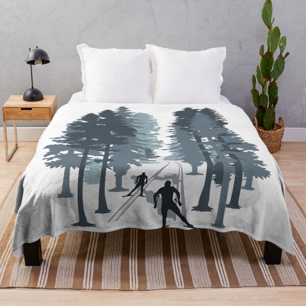 Item preview, Cross-country skiing, cross country skier and winter forest landscape designed and sold by claudiasartwork.