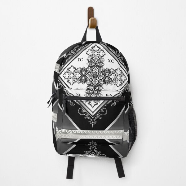 Item preview, Greek Orthodox Cross Ornate Painted Black Silver designed and sold by Yiorgos Designs.