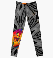 Girl With Kaleidoscope Eyes and black and gray background Leggings
