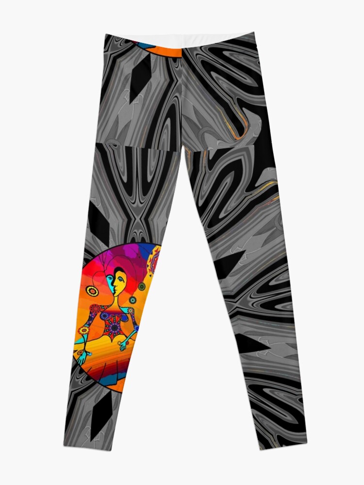 Alternate view of Girl With Kaleidoscope Eyes and black and gray background Leggings
