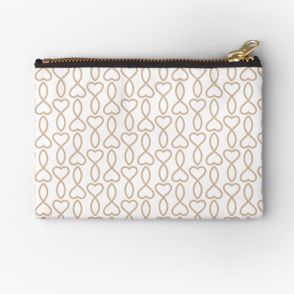 Santini School print (white-beige), hearts pattern Zipper Pouch