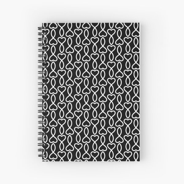 Santini School print (black-white), hearts pattern Spiral Notebook