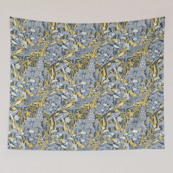 Item preview, Mushrooms and blooms illustration pattern designed and sold by MILLDESIGN.