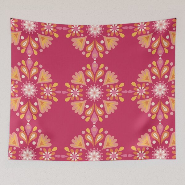 Item preview, Hungarian Folk Art orang pink magenta  designed and sold by vianahline.