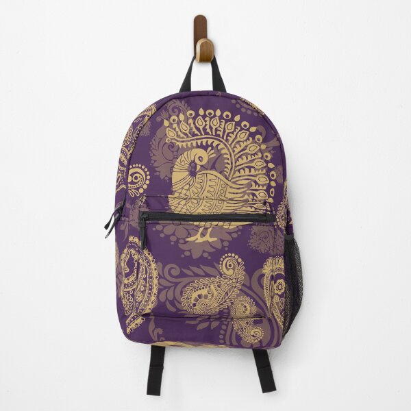 Artikelvorschau, Königlicher Purpurpfau: Goldenes indisches Paisley-Kalamkari-Muster entworfen und verkauft von Art-PraveenRai.