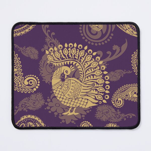Artikelvorschau, Königlicher Purpurpfau: Goldenes indisches Paisley-Kalamkari-Muster entworfen und verkauft von Art-PraveenRai.