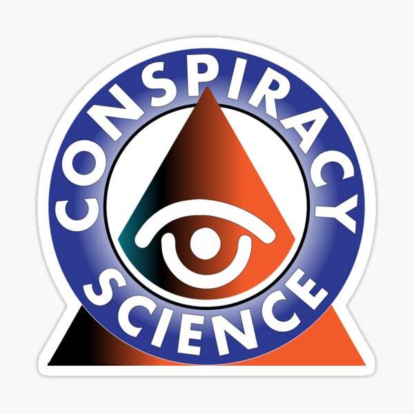 Conspiracy Science Badge (orange, blue & white enhanced with gradients) Sticker