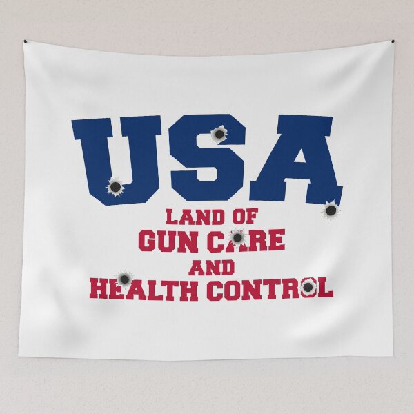 Item preview, USA - land of gun care and health control designed and sold by Signs for Dark Times.