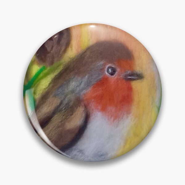 Item preview, garden bird robin on a pine branch designed and sold by FLEURDELAINE04.