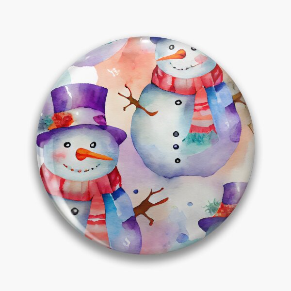 Item preview, Watercolor Christmas Snowmen Pattern Purples Reds and Blues designed and sold by ClairesPatterns.