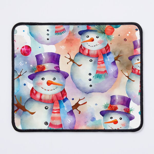 Item preview, Watercolor Christmas Snowmen Pattern Purples Reds and Blues designed and sold by ClairesPatterns.