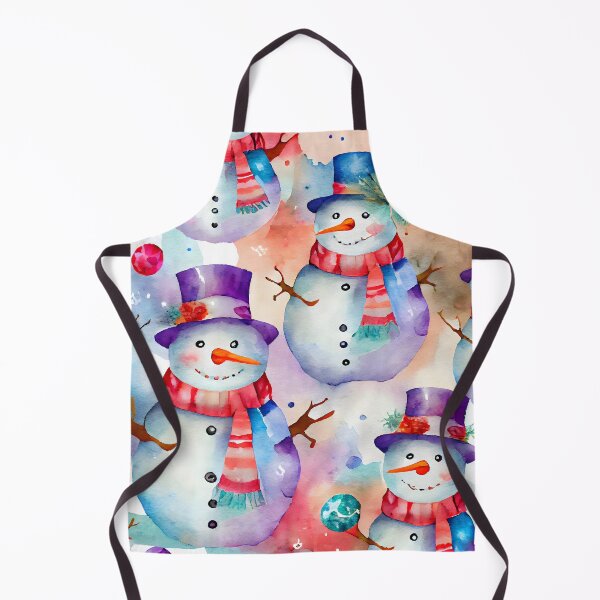 Item preview, Watercolor Christmas Snowmen Pattern Purples Reds and Blues designed and sold by ClairesPatterns.