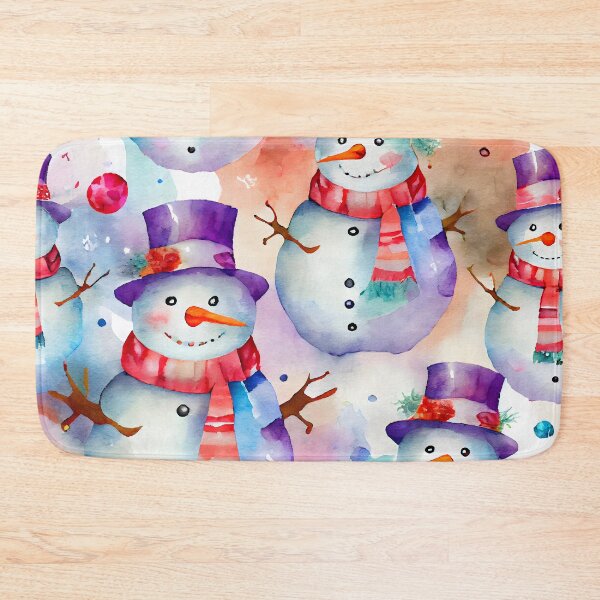 Item preview, Watercolor Christmas Snowmen Pattern Purples Reds and Blues designed and sold by ClairesPatterns.