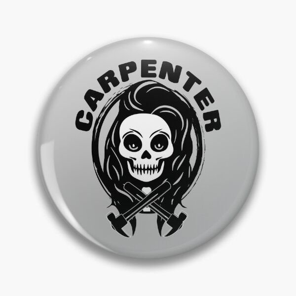 Item preview, Female Carpenter Skull and Hammers Crossed Tools Black Logo designed and sold by Nuletto.