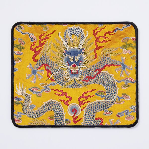 Item preview, Japanese Imperial 12-symbol robe of yellow twilled silk embroidered with nine 5-clawed dragons in gold designed and sold by blackdogshop.