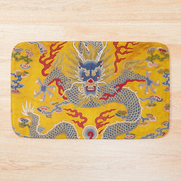 Item preview, Japanese Imperial 12-symbol robe of yellow twilled silk embroidered with nine 5-clawed dragons in gold designed and sold by blackdogshop.