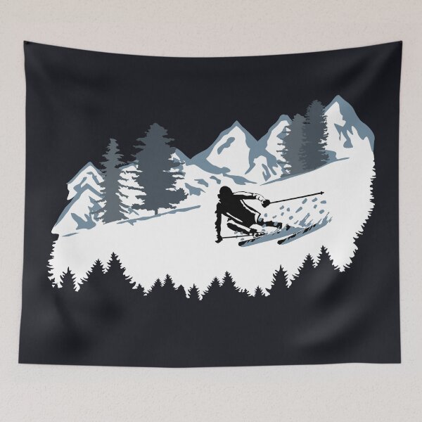 Item preview, Skier and mountains - skiing, skiing designed and sold by claudiasartwork.