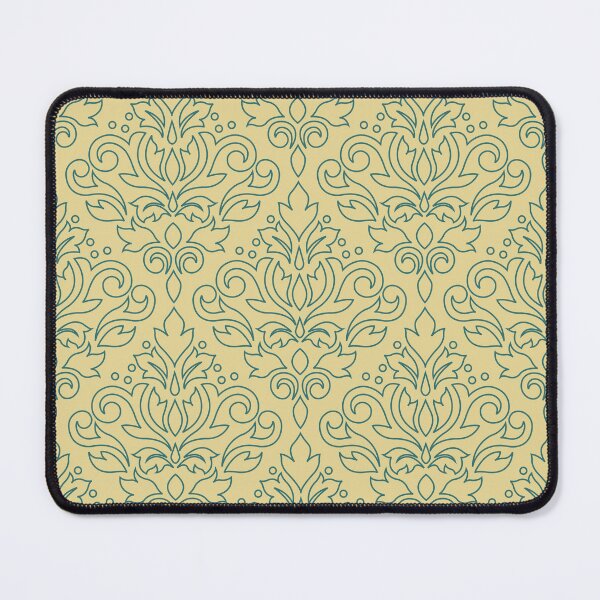 Item preview, Scroll Damask Line Pattern Teal on Gold designed and sold by NataliePaskell.
