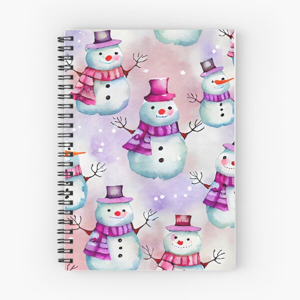 Item preview, Watercolor Christmas Snowmen Pattern Purples Reds and Purples designed and sold by ClairesPatterns.