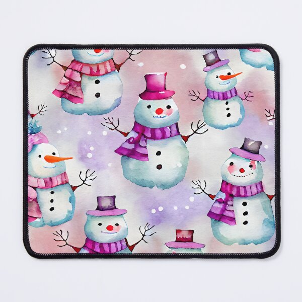 Item preview, Watercolor Christmas Snowmen Pattern Purples Reds and Purples designed and sold by ClairesPatterns.