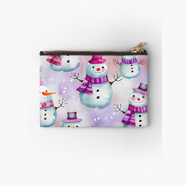 Item preview, Watercolor Christmas Snowmen Pattern Purples Reds and Purples designed and sold by ClairesPatterns.