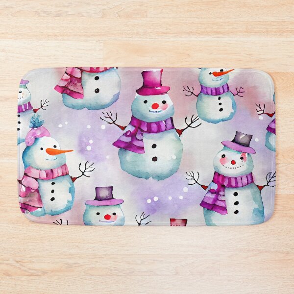 Item preview, Watercolor Christmas Snowmen Pattern Purples Reds and Purples designed and sold by ClairesPatterns.