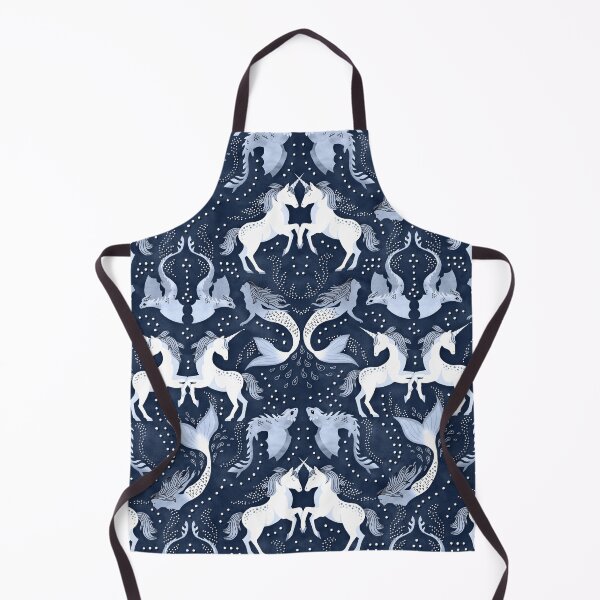Item preview, Fantasy menagerie damask monochrome blue designed and sold by adenaJ.