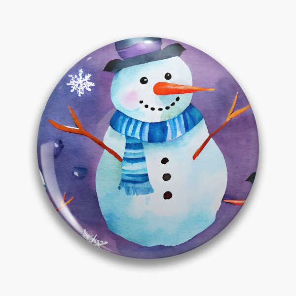 Item preview, Watercolor Christmas Snowmen Pattern Blue Scarf Purple Background designed and sold by ClairesPatterns.