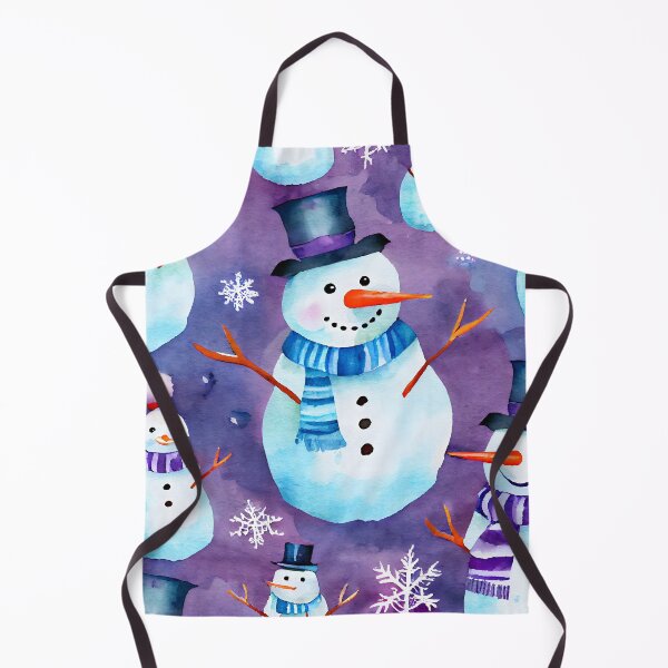 Item preview, Watercolor Christmas Snowmen Pattern Blue Scarf Purple Background designed and sold by ClairesPatterns.