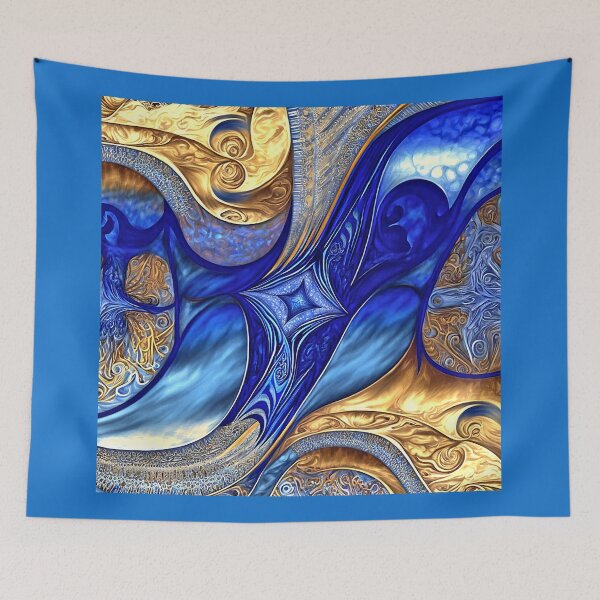 Item preview, Abstract Art: Harmony in Blue Gray and Gold designed and sold by factory88.