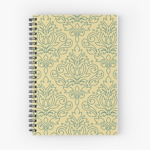 Item preview, Scroll Damask Line Pattern Teal on Gold designed and sold by NataliePaskell.