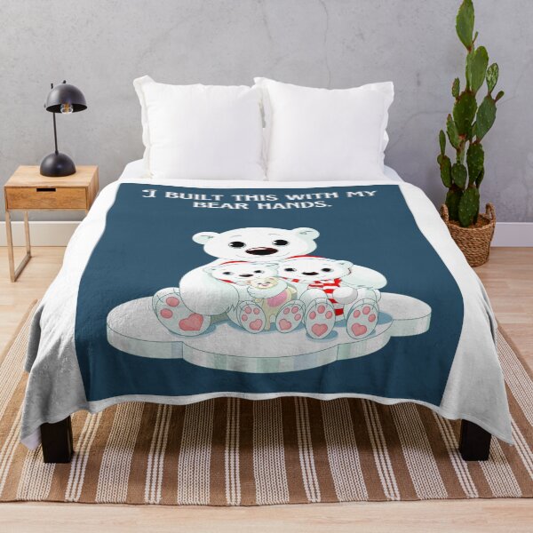 Item preview, I Built This with my Bear Hands - Funny Quote - Pun - Polar Bear - Polar Cub - Blue Background designed and sold by Mechanical-Artt.