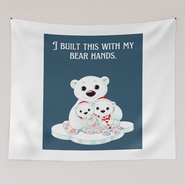 Item preview, I Built This with my Bear Hands - Funny Quote - Pun - Polar Bear - Polar Cub - Blue Background designed and sold by Mechanical-Artt.