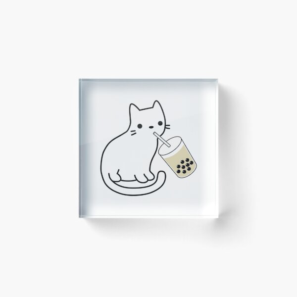 Item preview, Cat Drinking Boba Milk Tea Bobalogy   designed and sold by rondelzoddau.