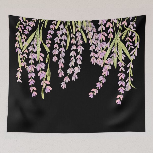 Item preview, Blooming wisteria vines on black designed and sold by Mermaidssparkle.