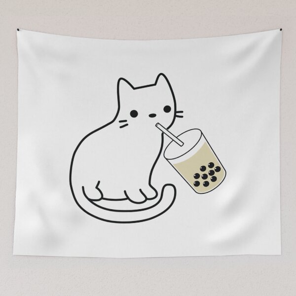 Item preview, Cat Drinking Boba Milk Tea Bobalogy   designed and sold by rondelzoddau.