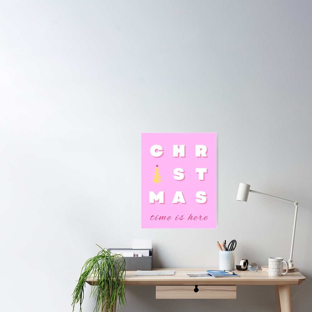 Retro Merry Christmas Pink Holiday Decor Preppy | Art Board Print