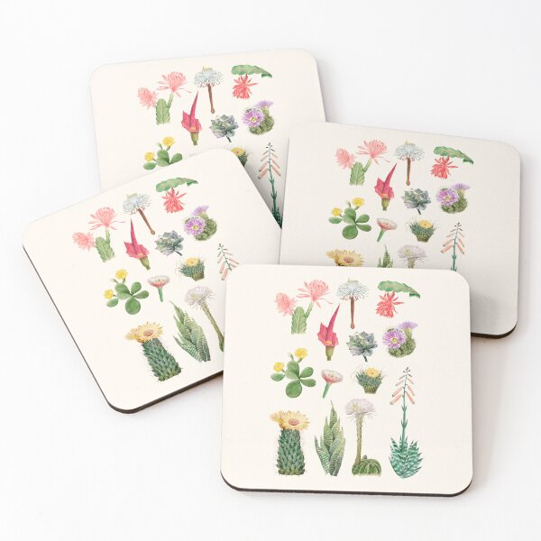 Item preview, Vintage Watercolor Flowering Cacti and Succulents designed and sold by BohemiWANDERS.